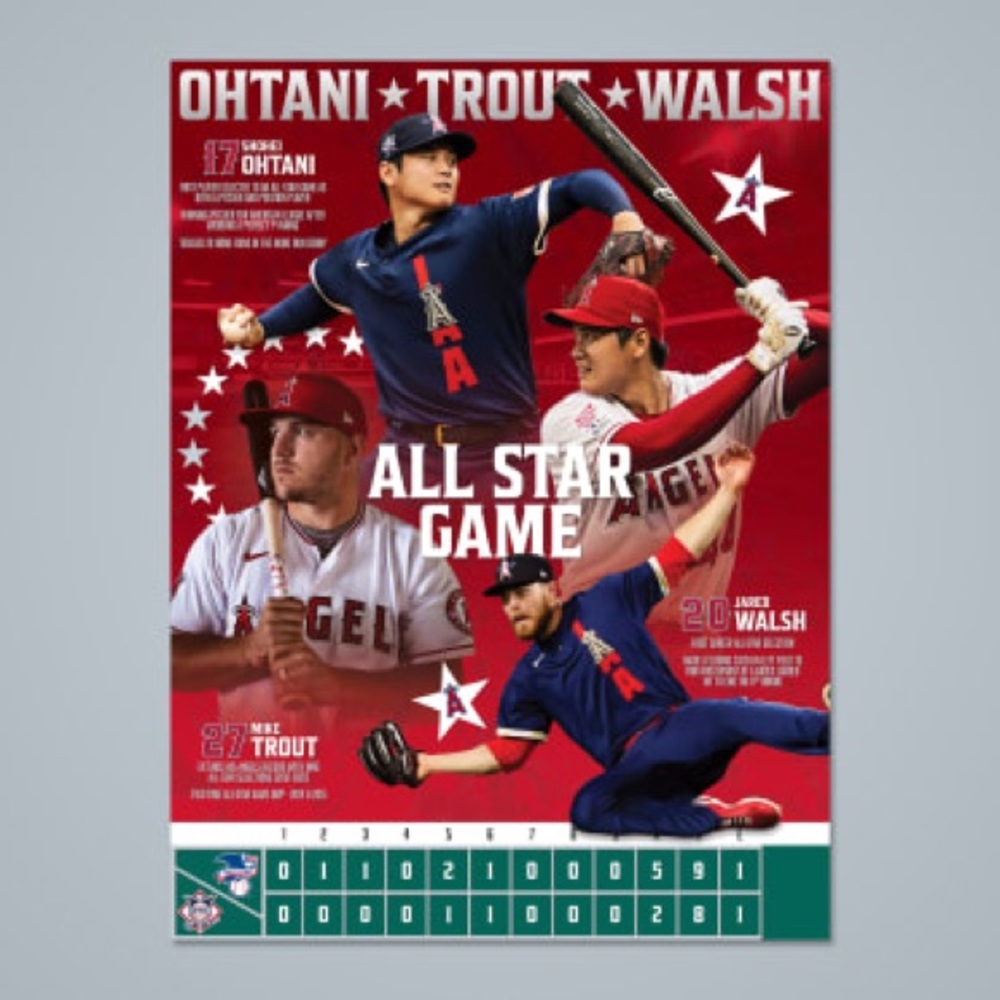 2021 Angels ASG Poster Trout/Ohtani/Walsh